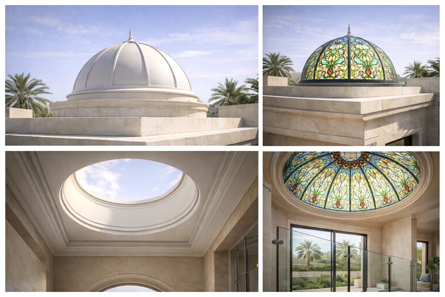 قبب عادية وقبب زجاج معشق بتصاميم مميزة